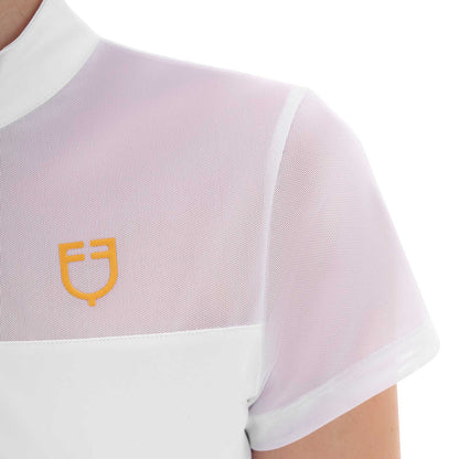 Polo de mujer de entrenamiento en malla Equestro - Blanco