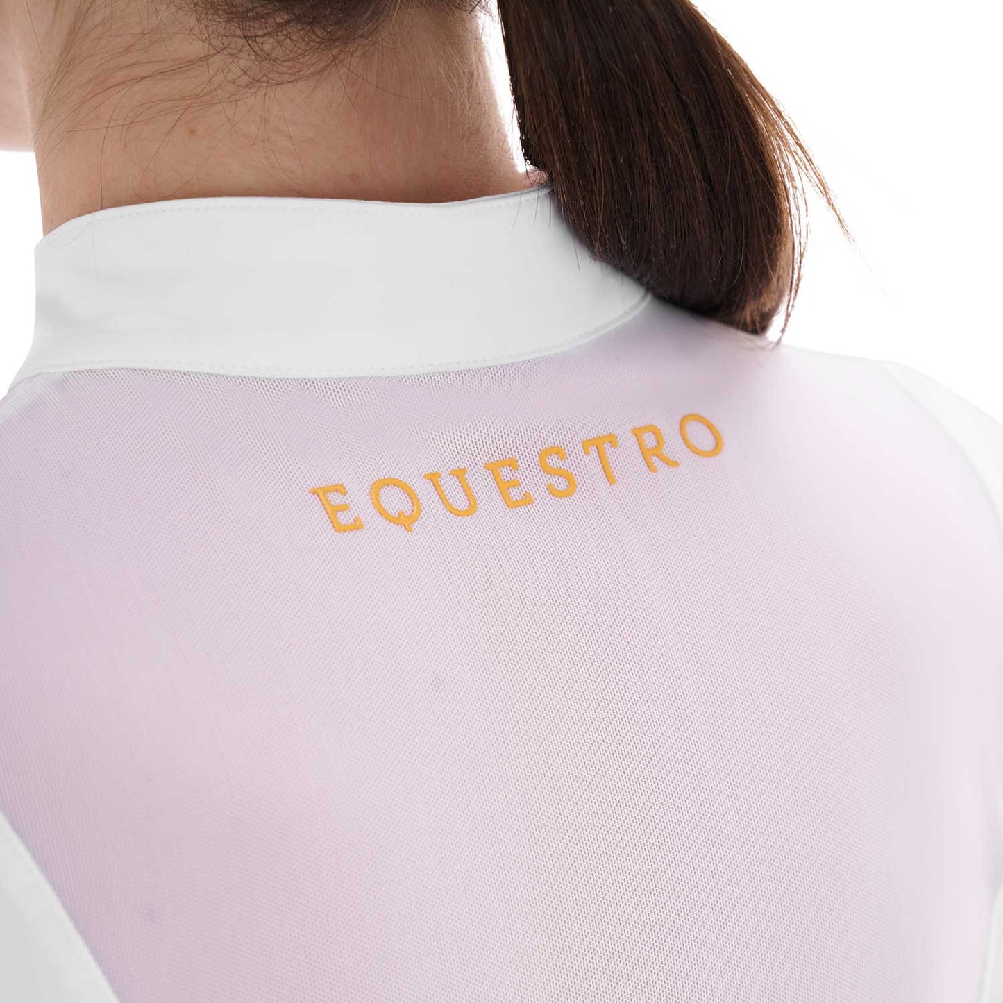 Polo de mujer de entrenamiento en malla Equestro - Blanco