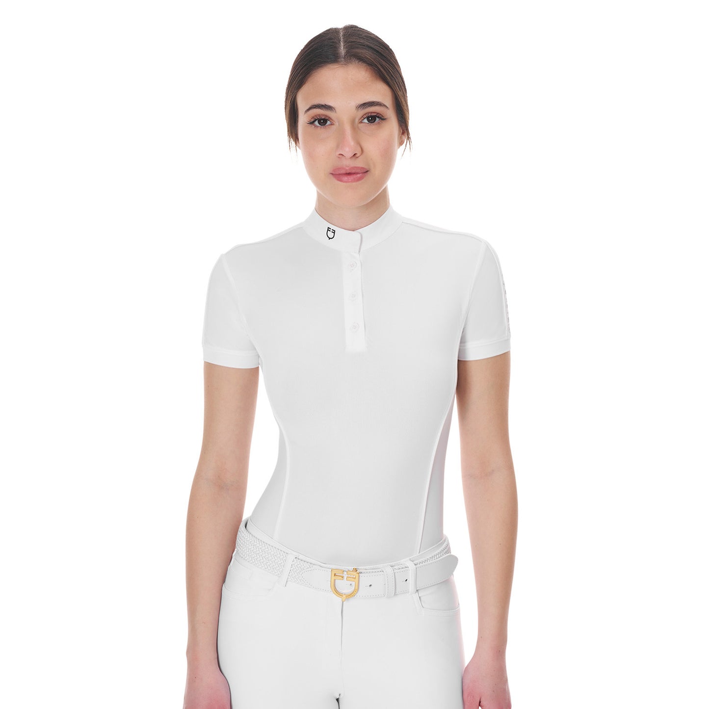 Polo de mujer de concurso tipo body Equestro - Blanco
