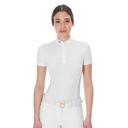Polo de mujer de concurso tipo body Equestro - Blanco