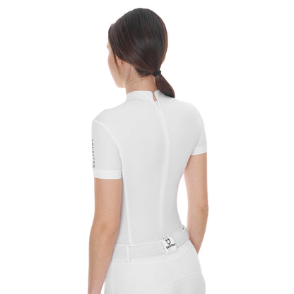 Polo de mujer de concurso tipo body Equestro - Blanco