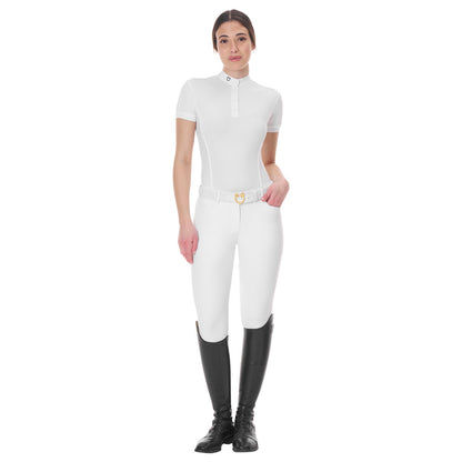 Polo de mujer de concurso tipo body Equestro - Blanco