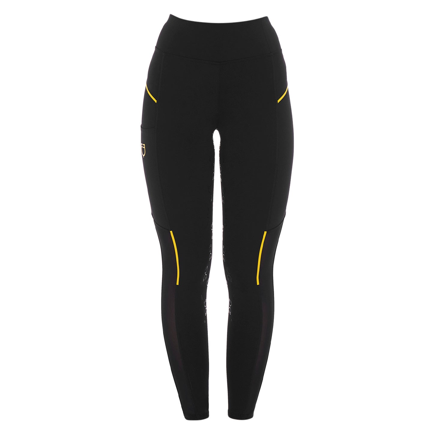 Leggings de mujer slim fit con inserciones de micro mesh Equestro - Negro