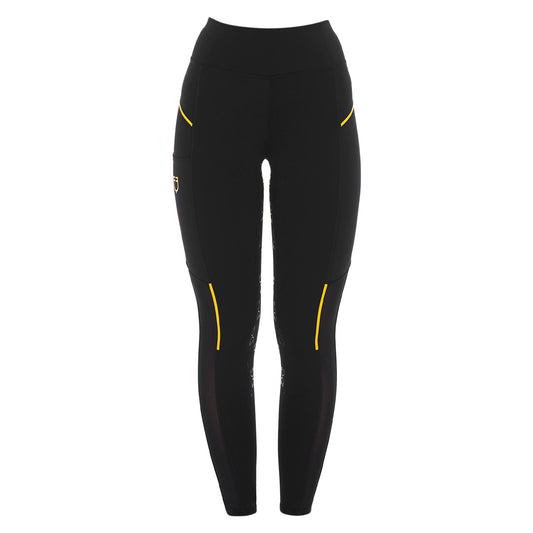 Leggings de mujer slim fit con inserciones de micro mesh Equestro - Negro