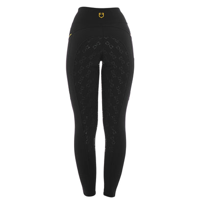 Leggings de mujer slim fit con inserciones de micro mesh Equestro - Negro
