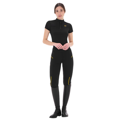 Leggings de mujer slim fit con inserciones de micro mesh Equestro - Negro
