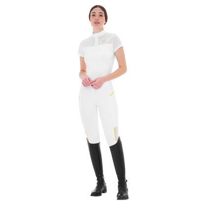 Leggings de mujer slim fit con inserciones de micro mesh Equestro - Blanco