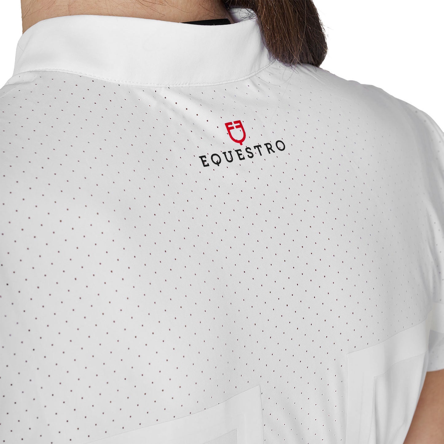 Polo concurso mujer Equestro Ridertechnology tejido perforado - Blanco