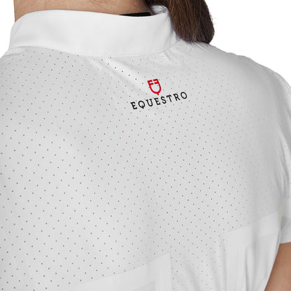 Polo concurso mujer Equestro Ridertechnology tejido perforado - Blanco