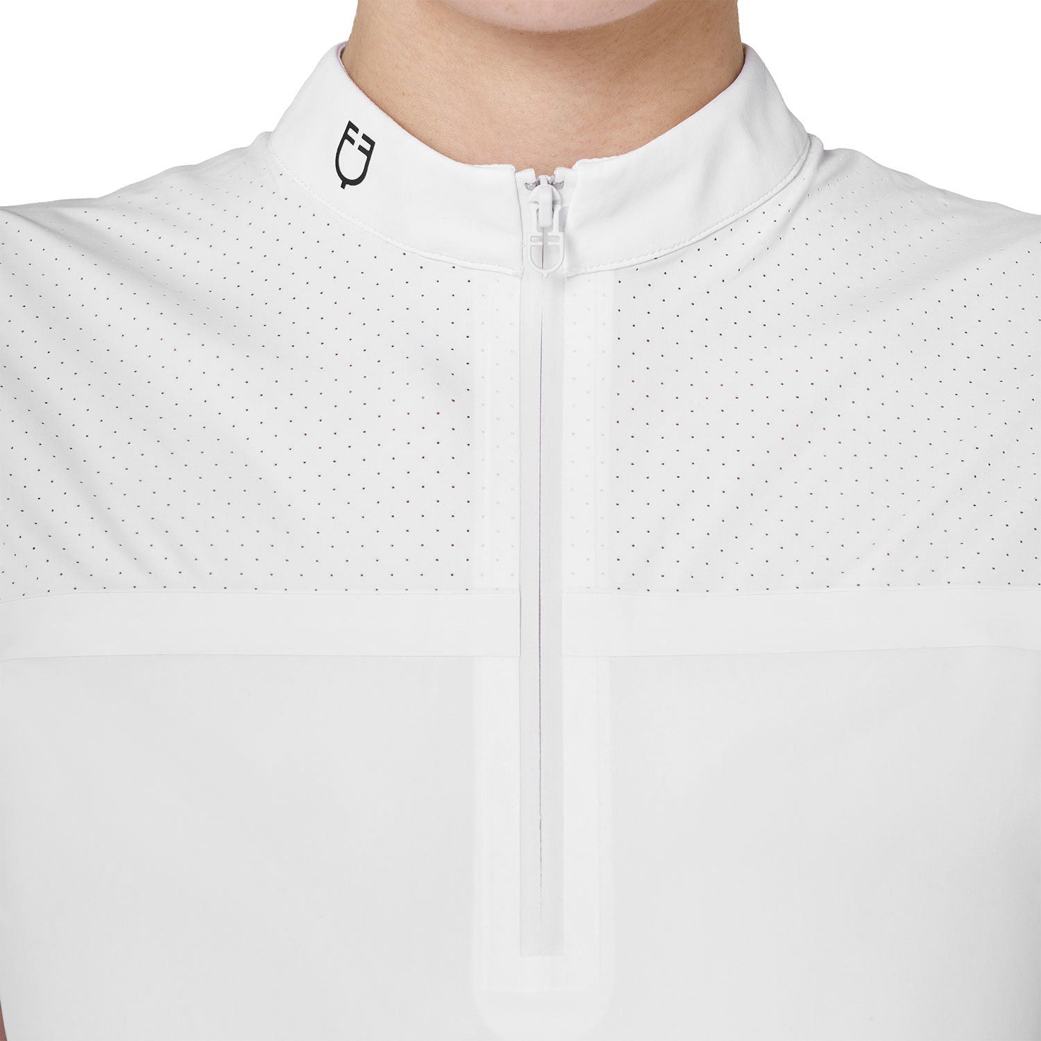 Polo concurso mujer Equestro Ridertechnology tejido perforado - Blanco