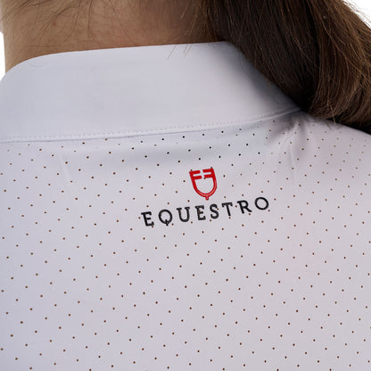 Polo concurso mujer Equestro Ridertechnology tejido perforado - White/Mockingbird
