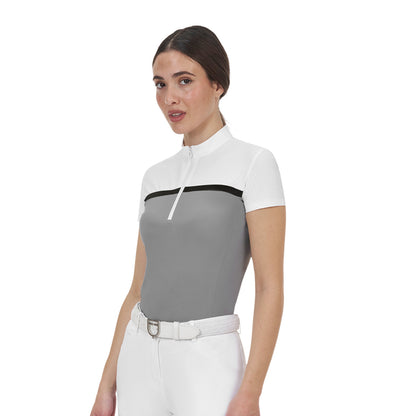 Polo concurso mujer Equestro Ridertechnology tejido perforado - White/Mockingbird