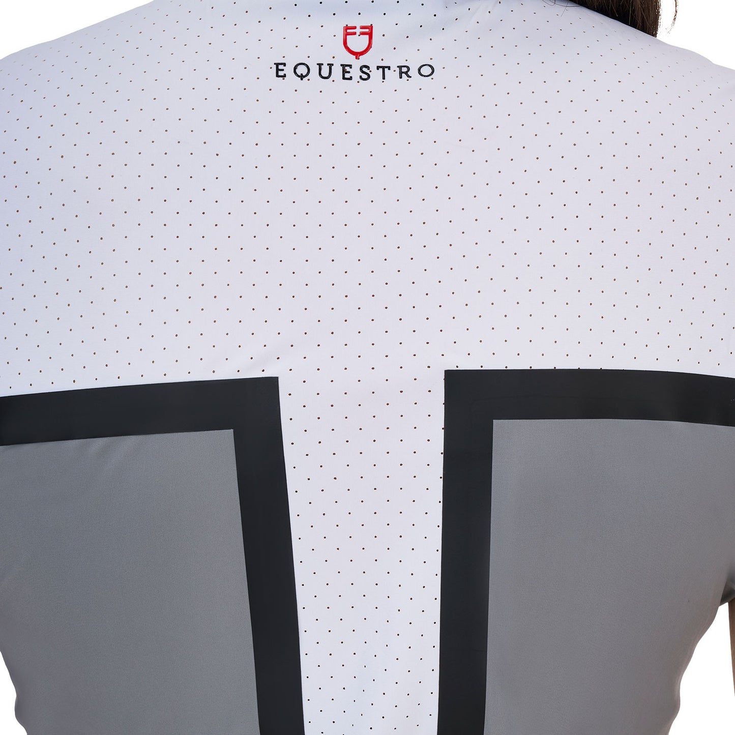 Polo concurso mujer Equestro Ridertechnology tejido perforado - White/Mockingbird