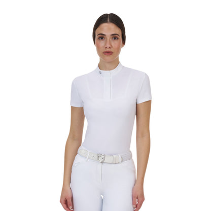 Polo concurso mujer Equestro Ridertechnology manga corta - Blanco