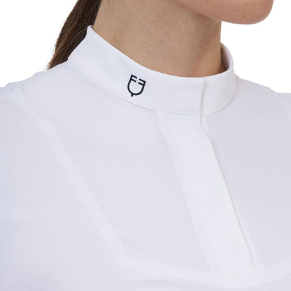 Polo concurso mujer Equestro Ridertechnology manga corta - Blanco