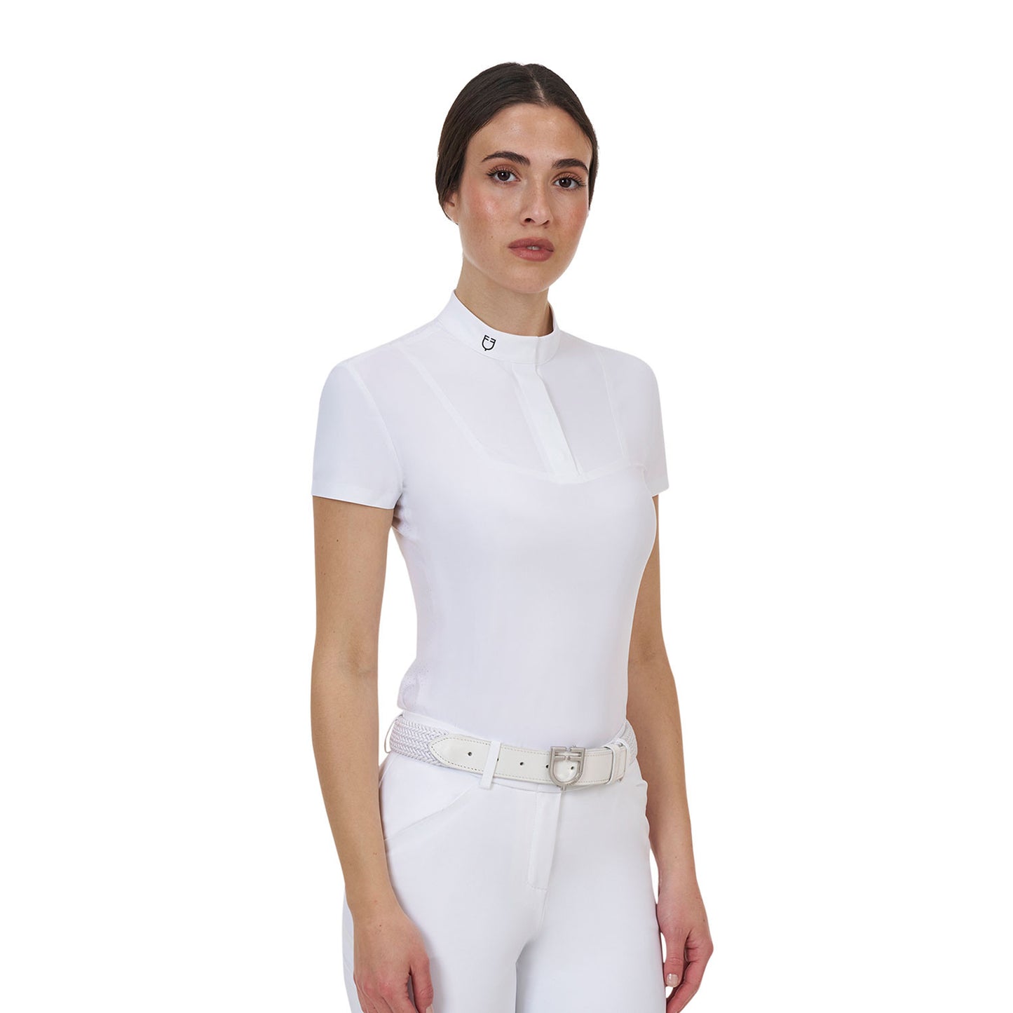 Polo concurso mujer Equestro Ridertechnology manga corta - Blanco