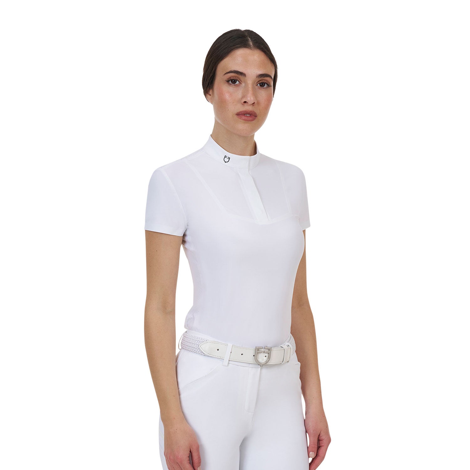 Polo concurso mujer Equestro Ridertechnology manga corta - Blanco