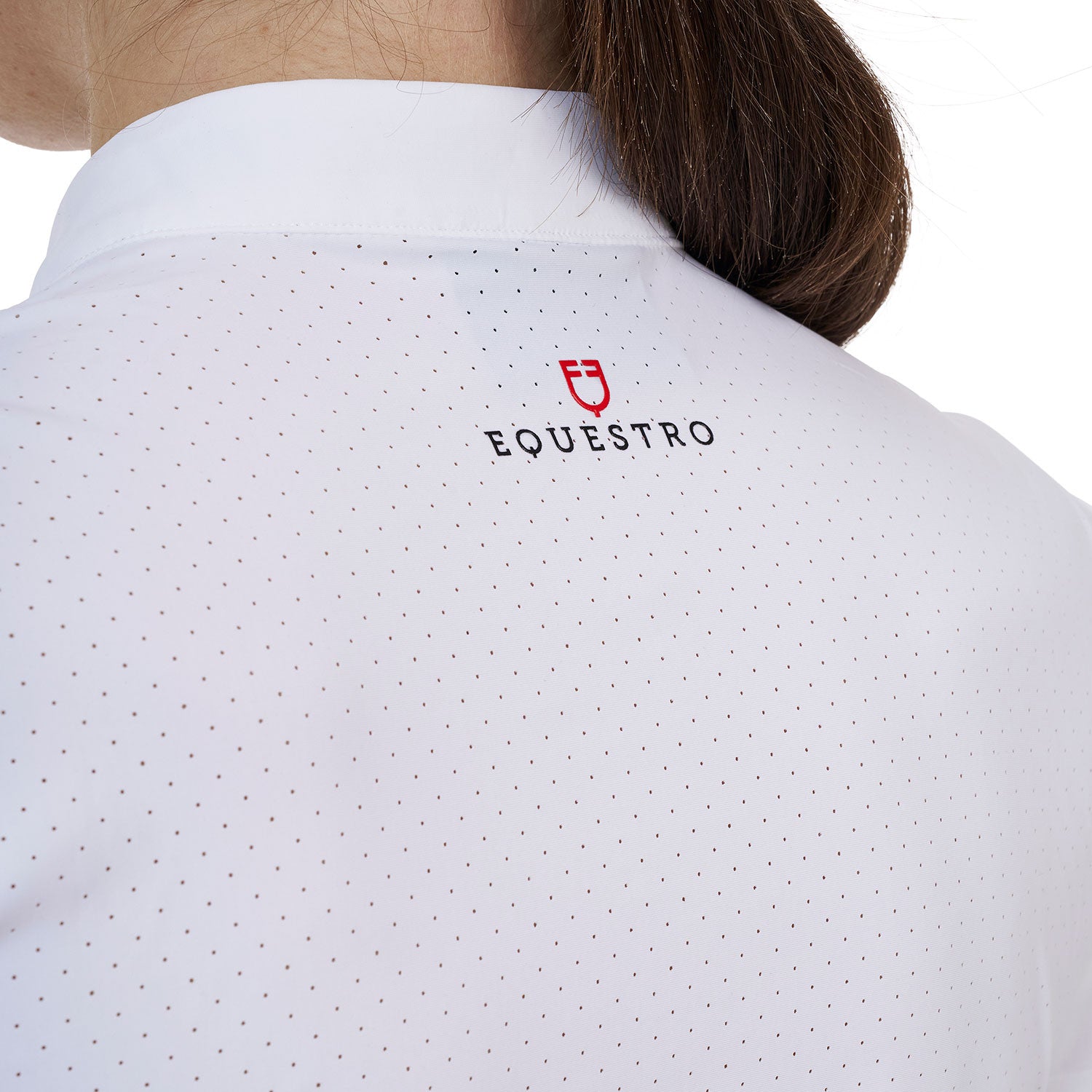 Polo concurso mujer Equestro Ridertechnology manga corta - Blanco
