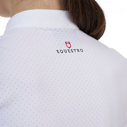 Polo concurso mujer Equestro Ridertechnology manga corta - Blanco