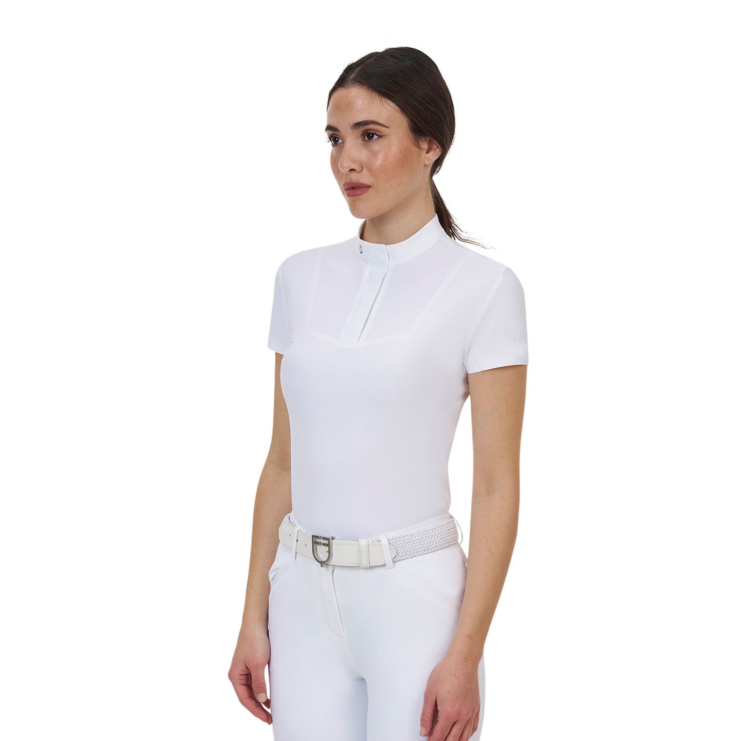 Polo concurso mujer Equestro Ridertechnology manga corta - Blanco