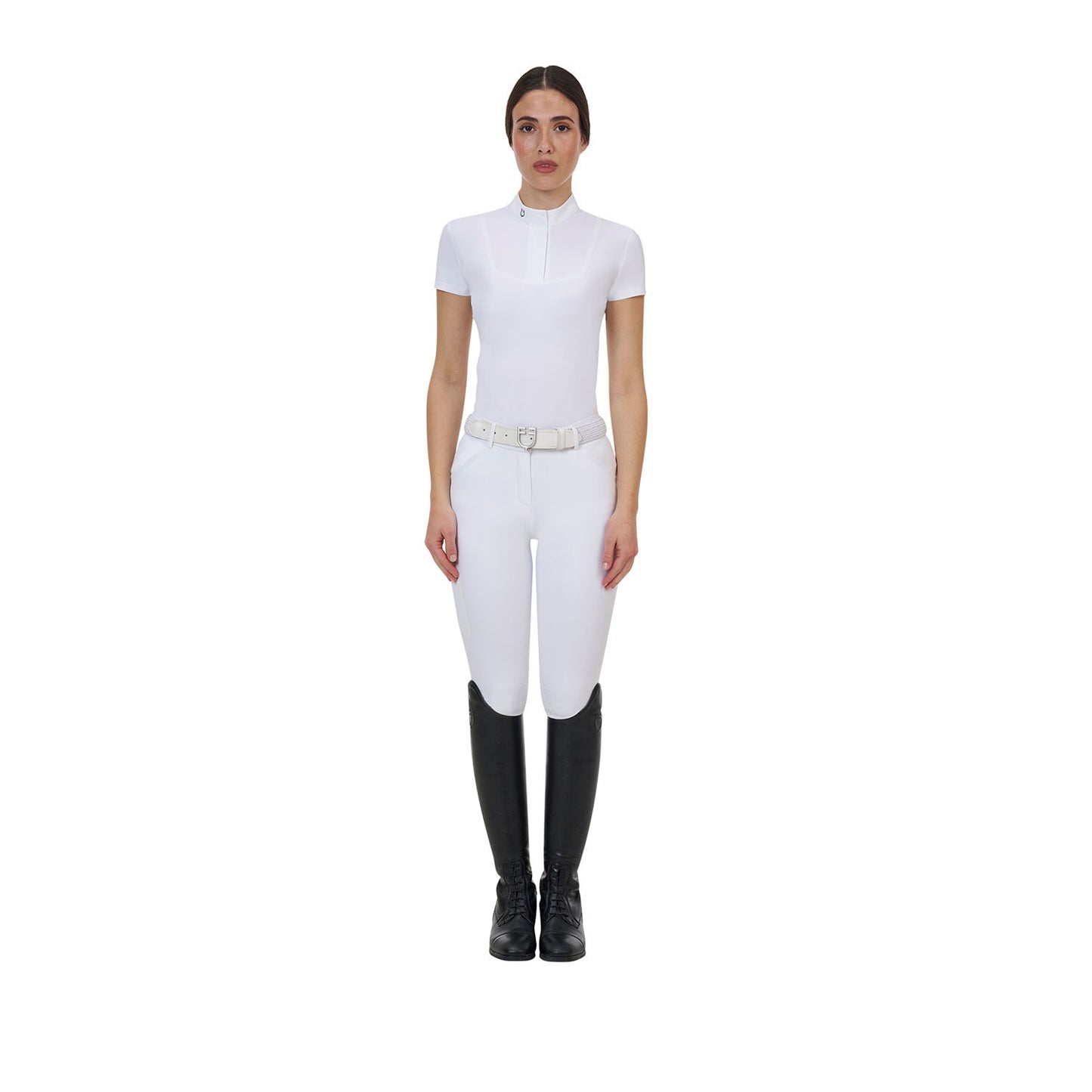Polo concurso mujer Equestro Ridertechnology manga corta - Blanco