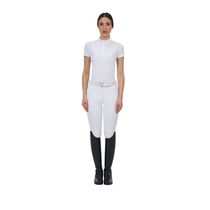 Polo concurso mujer Equestro Ridertechnology manga corta - Blanco