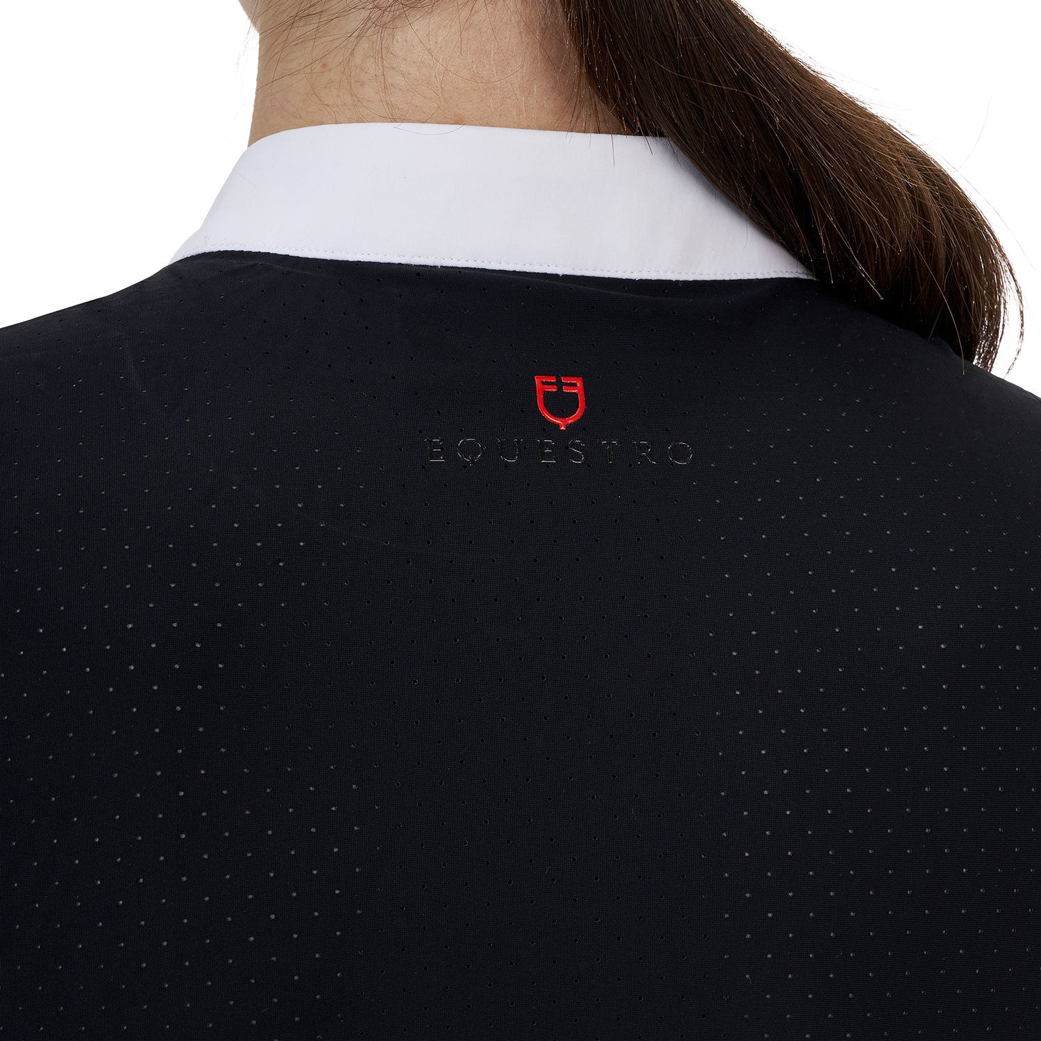 Polo concurso mujer Equestro Ridertechnology manga corta - White/Black