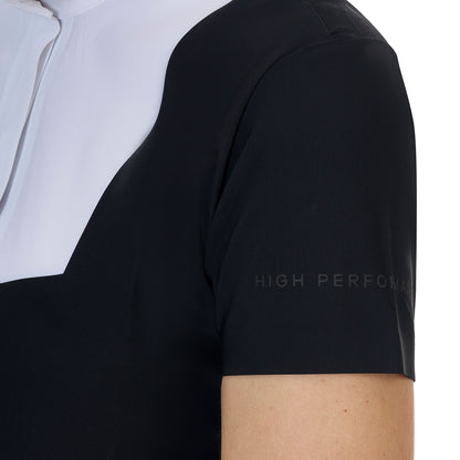 Polo concurso mujer Equestro Ridertechnology manga corta - White/Black