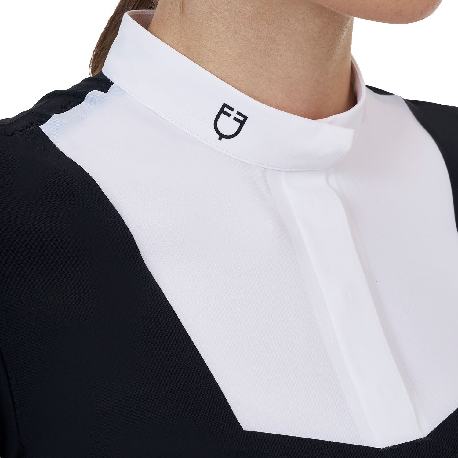 Polo concurso mujer Equestro Ridertechnology manga corta - White/Black