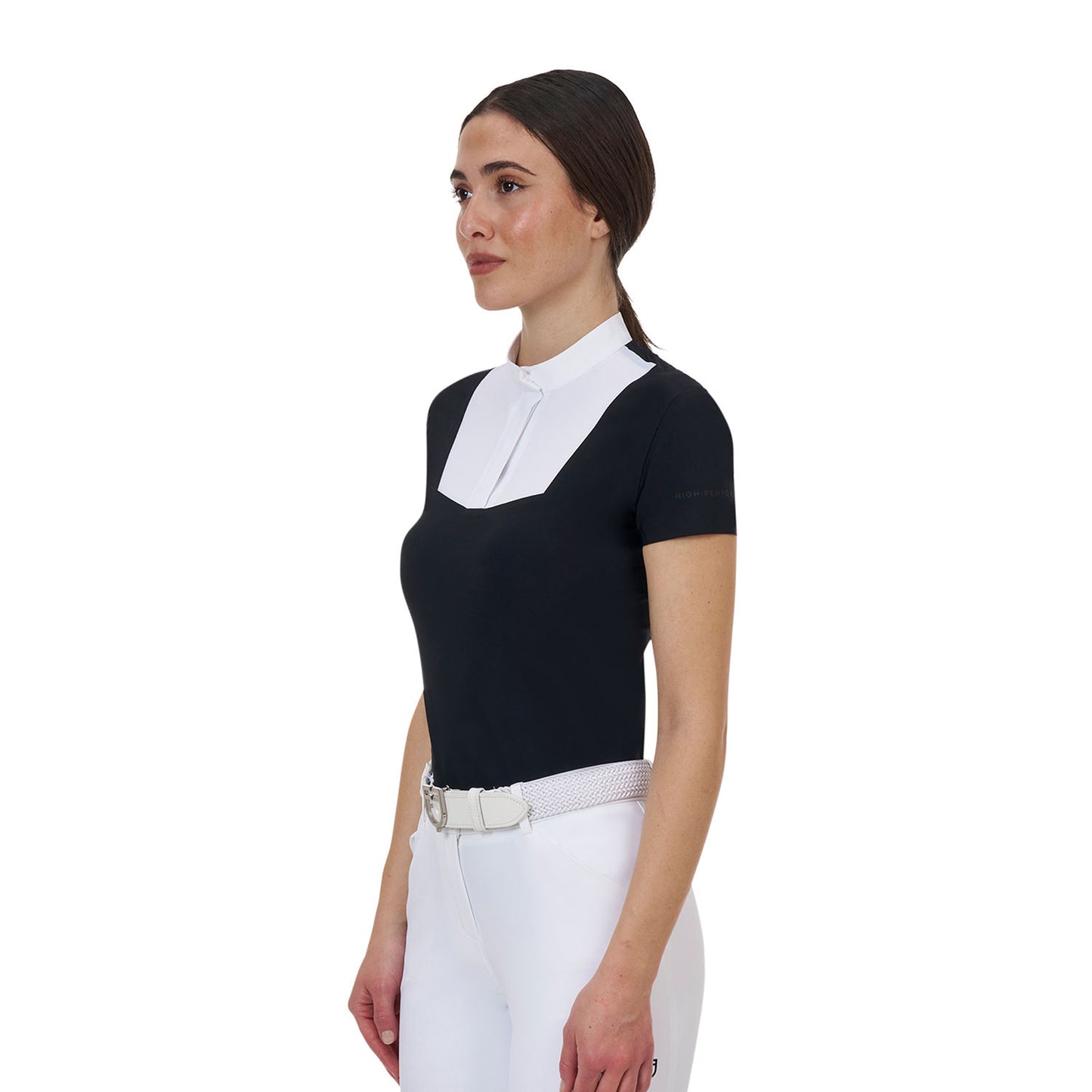 Polo concurso mujer Equestro Ridertechnology manga corta - White/Black
