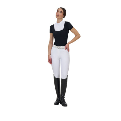 Polo concurso mujer Equestro Ridertechnology manga corta - White/Black