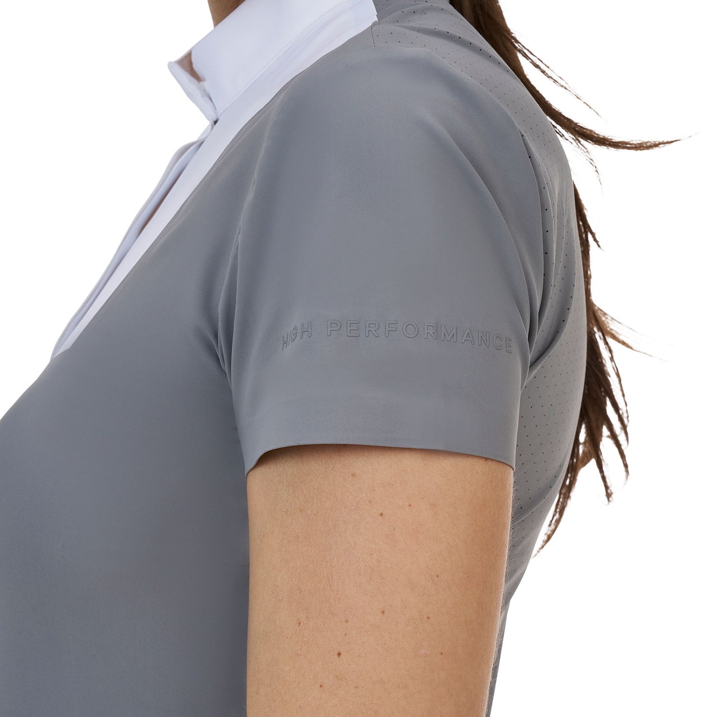 Polo concurso mujer Equestro Ridertechnology manga corta - White/Mockingbird