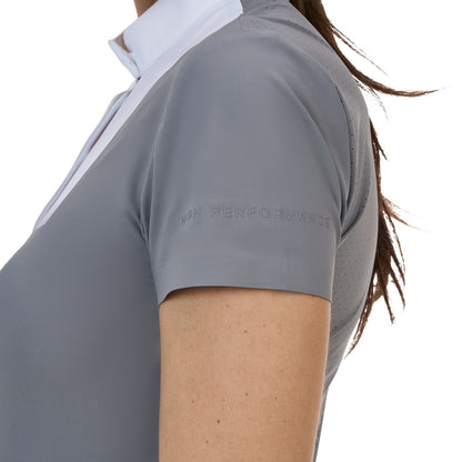 Polo concurso mujer Equestro Ridertechnology manga corta - White/Mockingbird