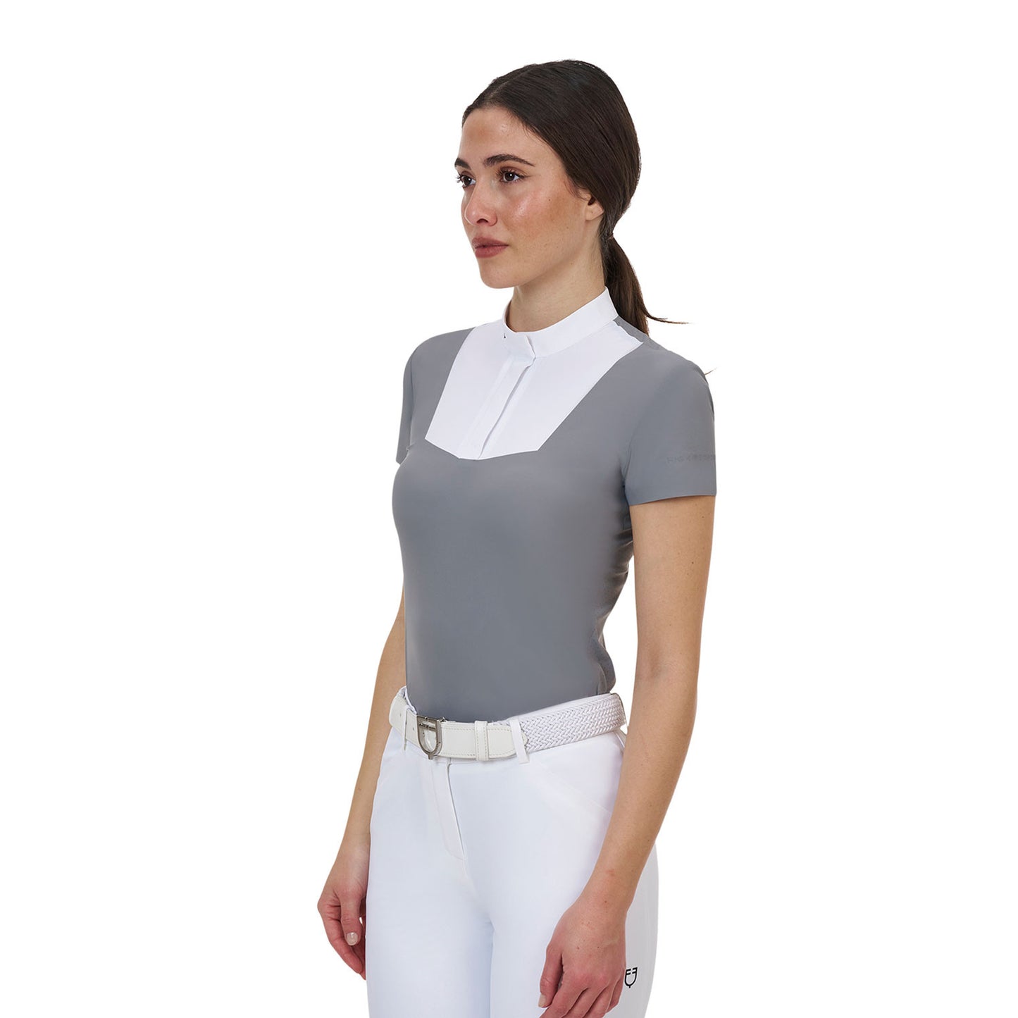 Polo concurso mujer Equestro Ridertechnology manga corta - White/Mockingbird