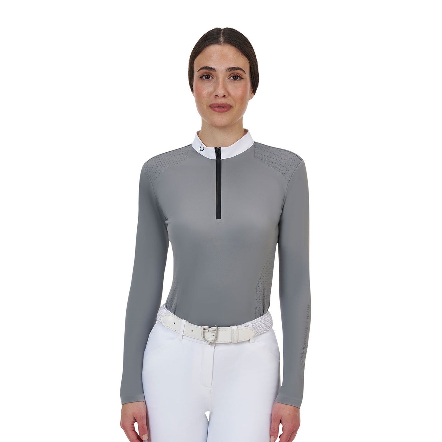 Polo concurso mujer Equestro Ridertechnology manga larga y cremallera