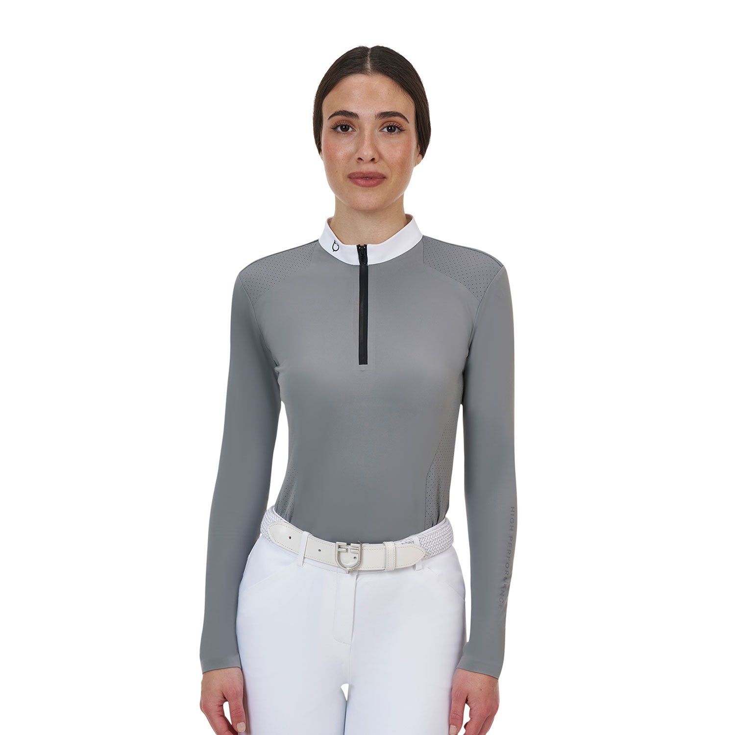 Polo concurso mujer Equestro Ridertechnology manga larga y cremallera