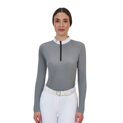 Polo concurso mujer Equestro Ridertechnology manga larga y cremallera
