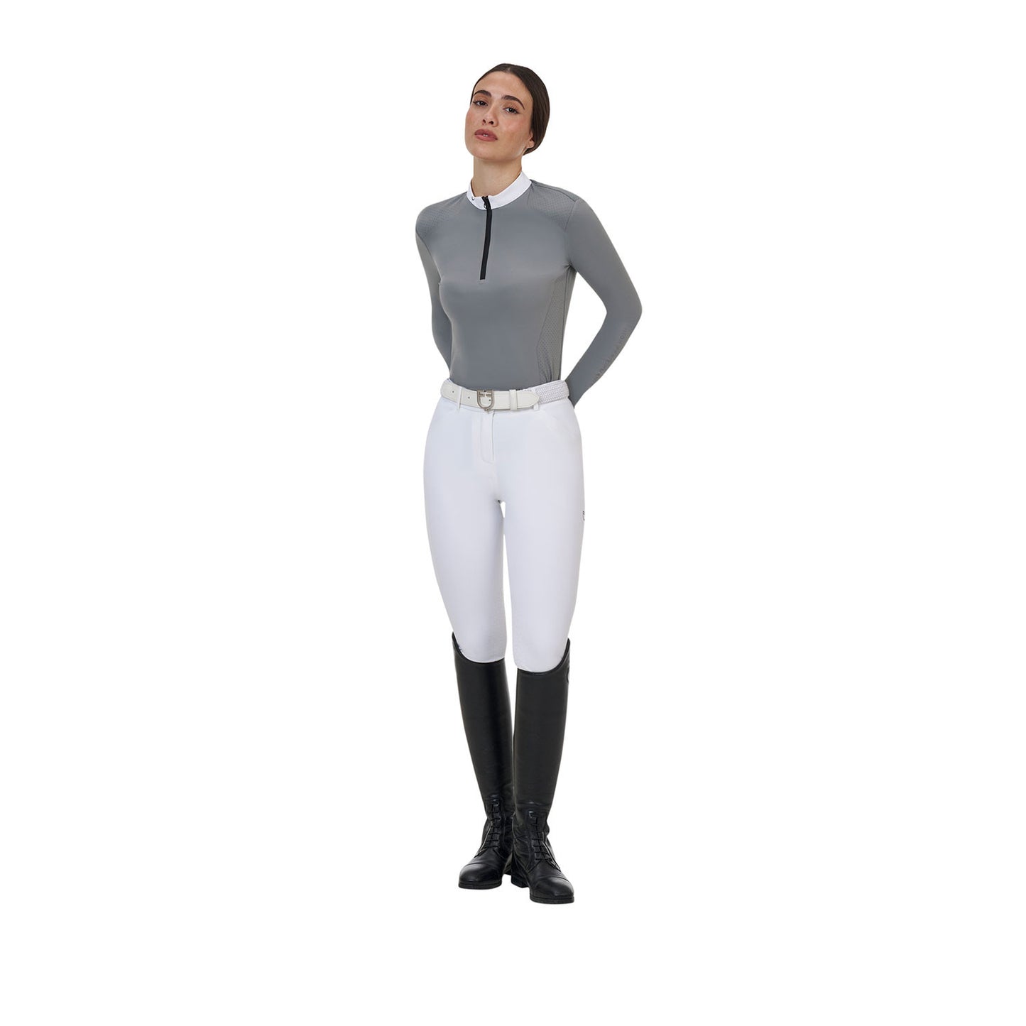 Polo concurso mujer Equestro Ridertechnology manga larga y cremallera - Mockingbird