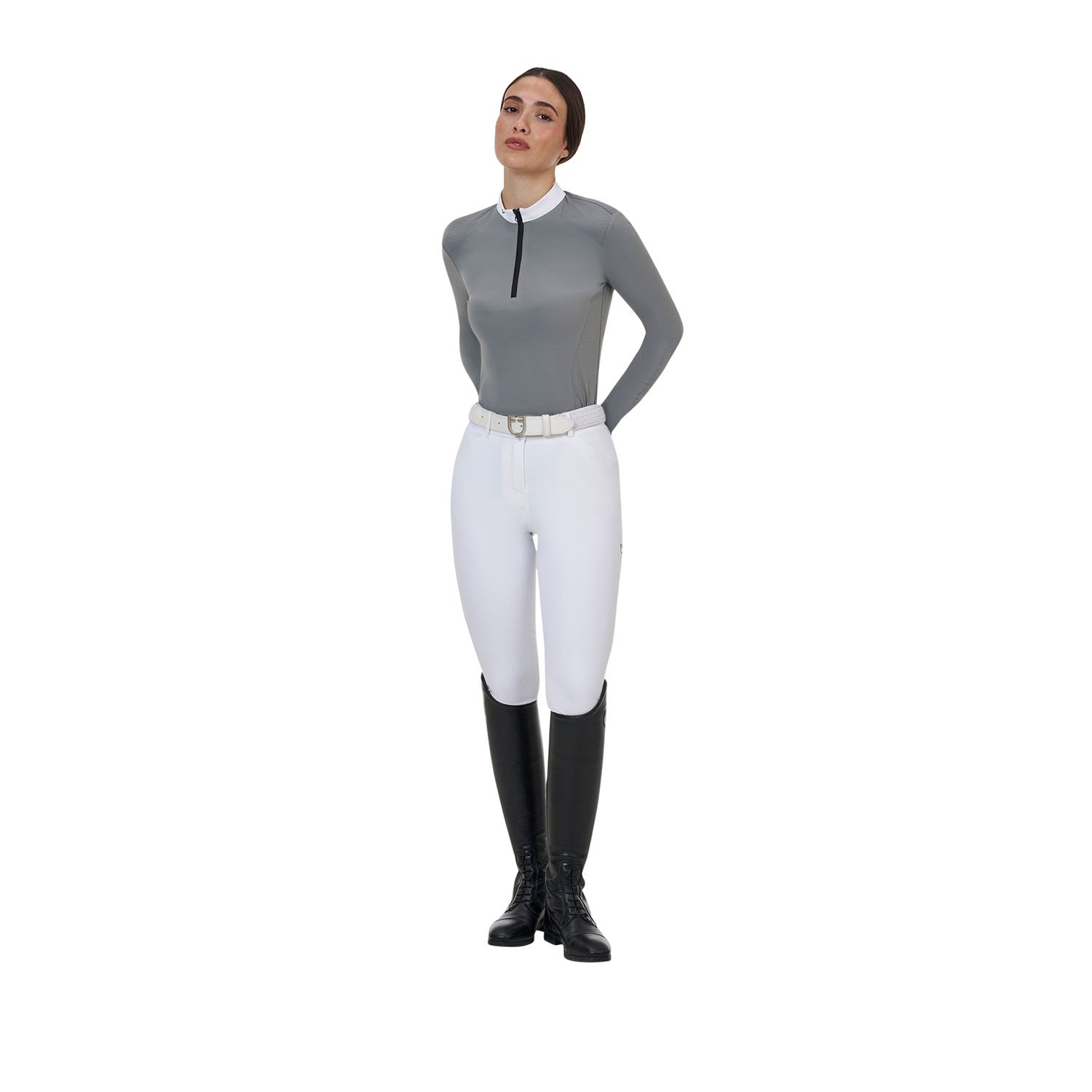 Polo concurso mujer Equestro Ridertechnology manga larga y cremallera - Mockingbird