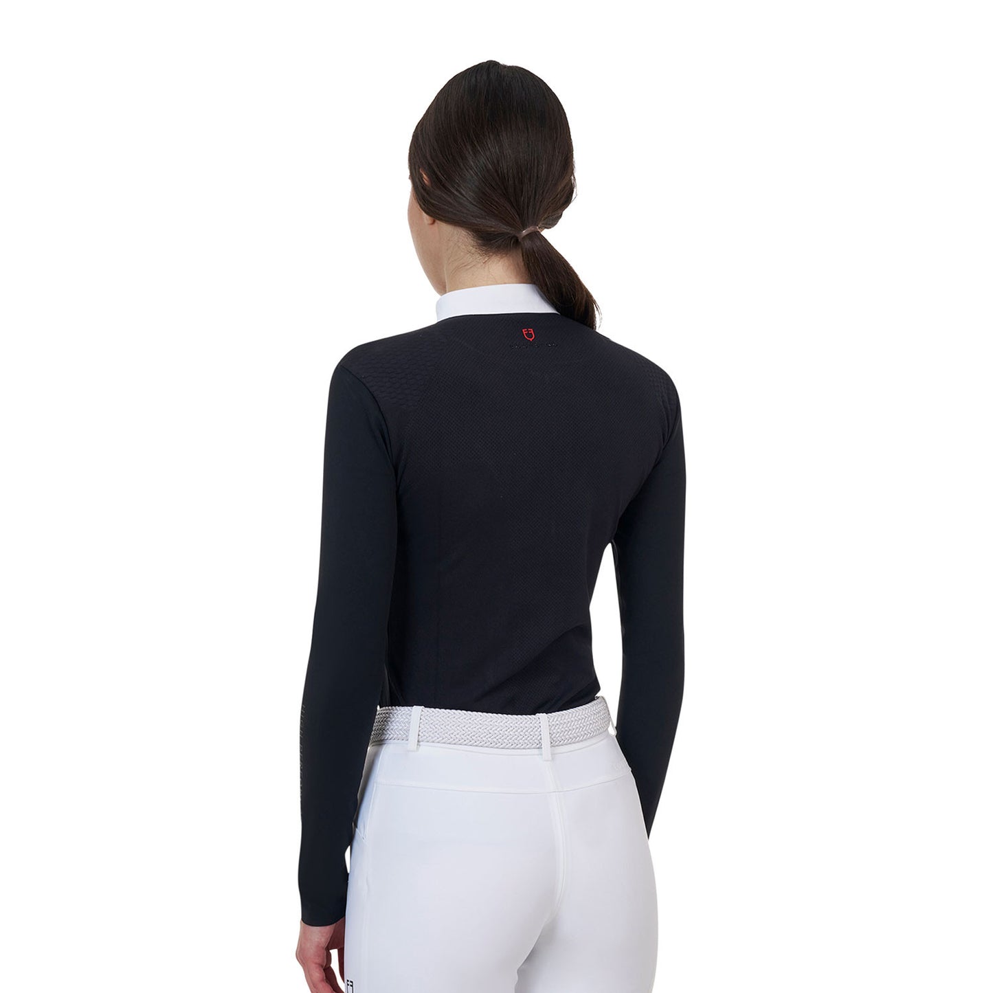 Polo concurso mujer Equestro Ridertechnology manga larga y cremallera - Negro
