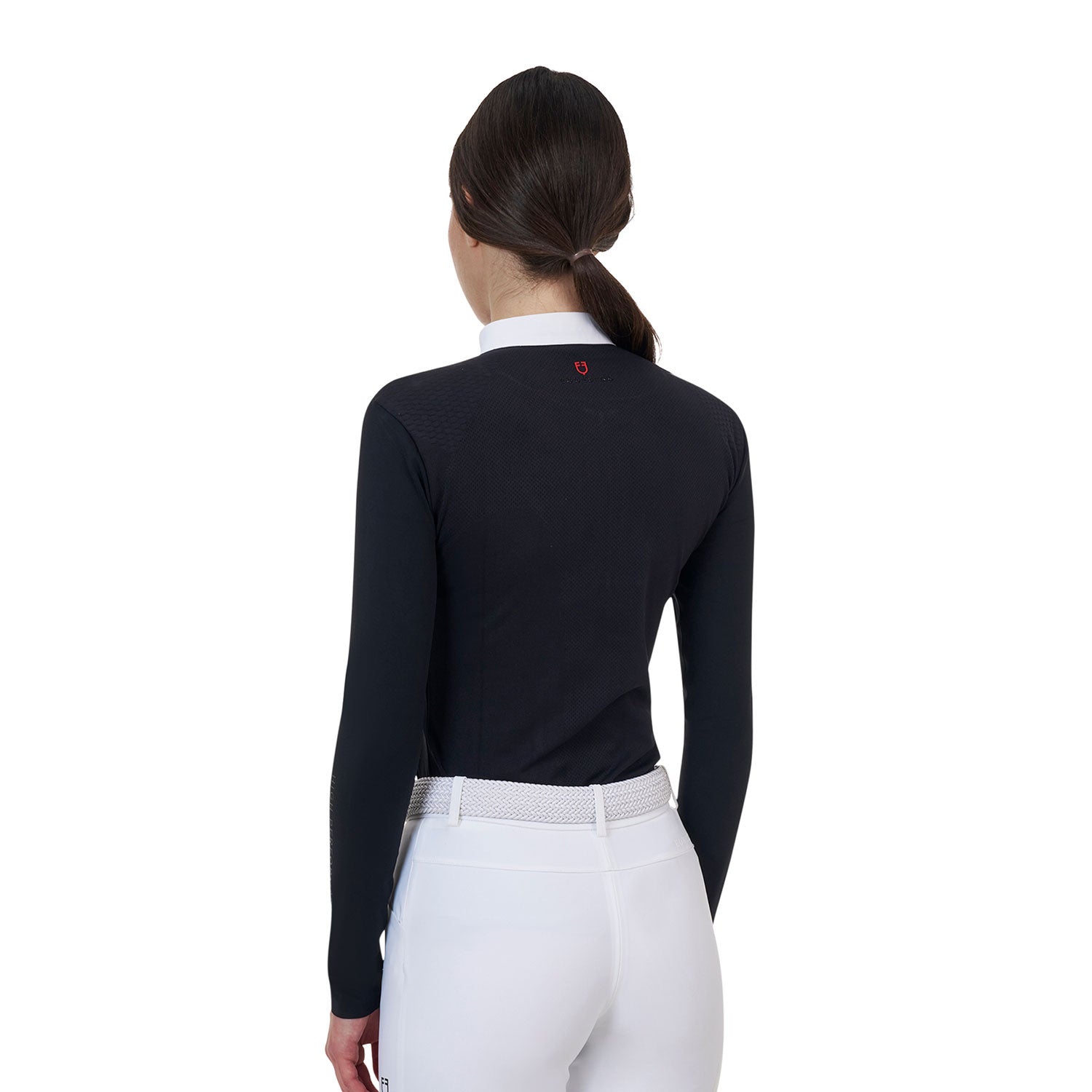 Polo concurso mujer Equestro Ridertechnology manga larga y cremallera - Negro