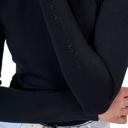 Polo concurso mujer Equestro Ridertechnology manga larga y cremallera - Negro