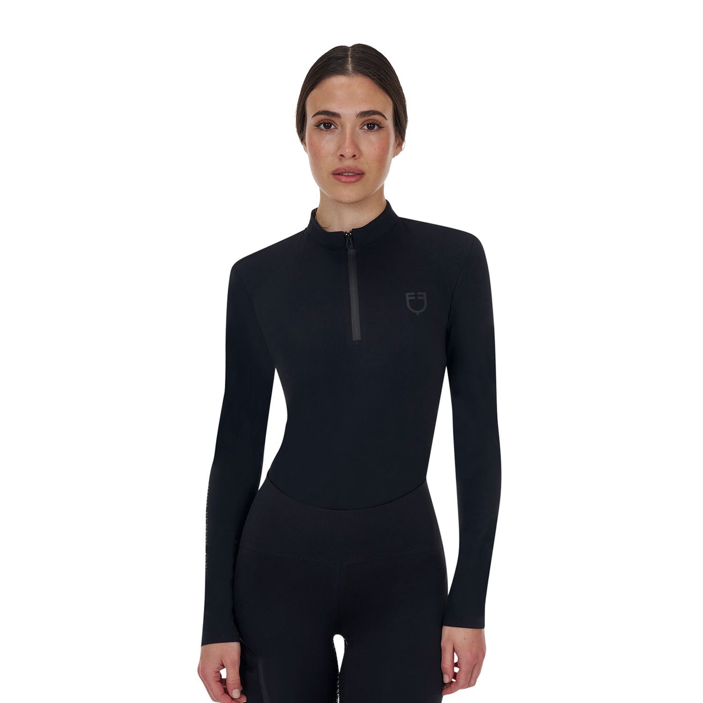 Camiseta de entrenamiento para mujer Equestro Ridertechnology de manga larga y cremallera