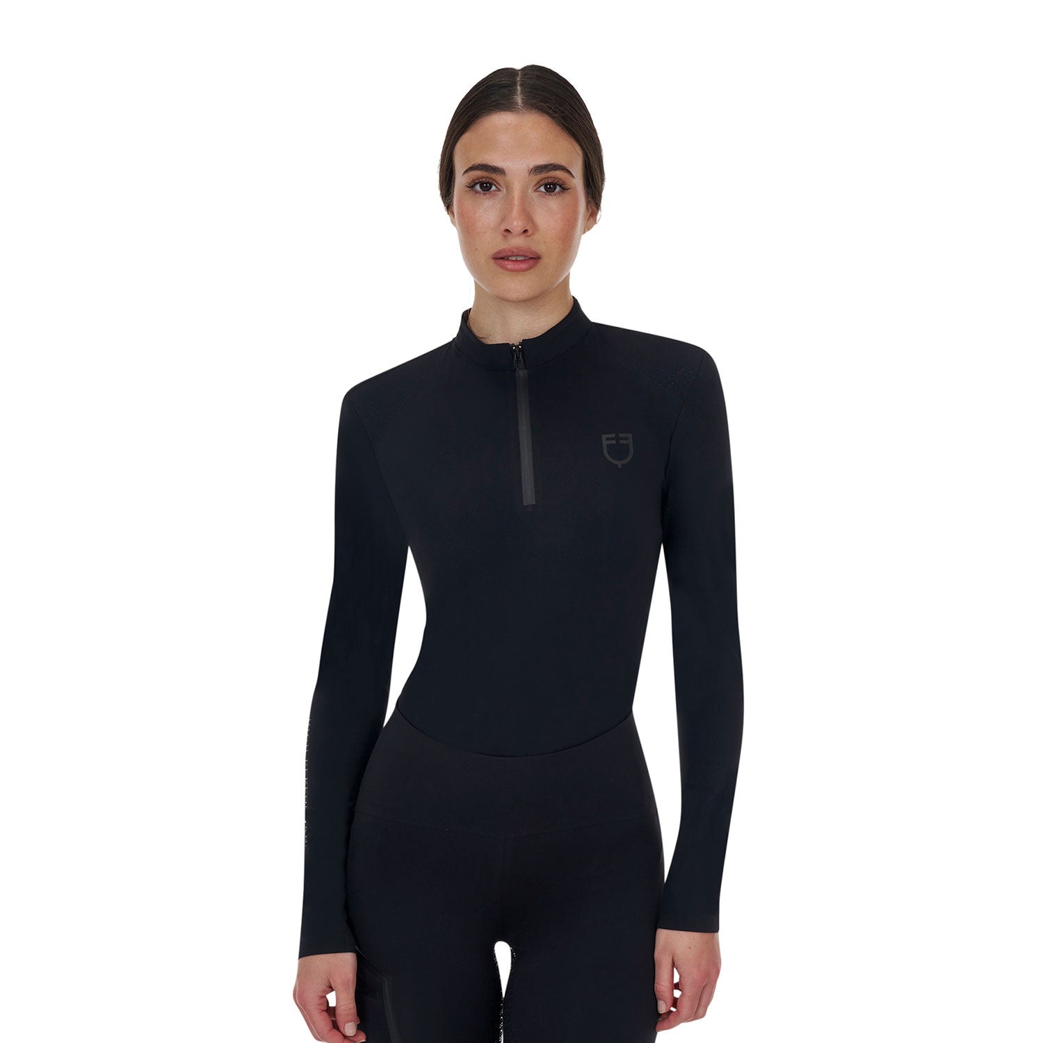 Camiseta de entrenamiento para mujer Equestro Ridertechnology de manga larga y cremallera