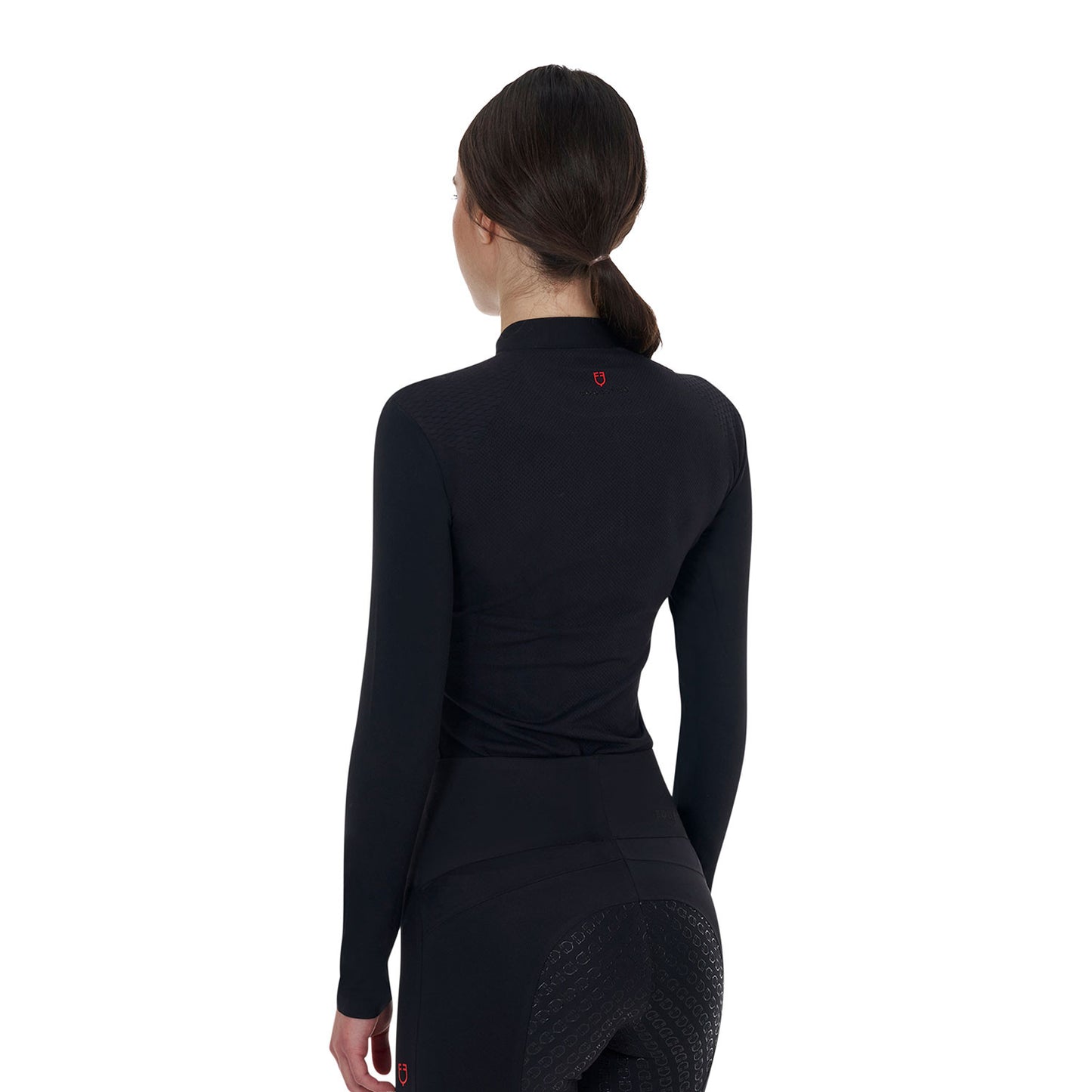 Camiseta de entrenamiento para mujer Equestro Ridertechnology de manga larga y cremallera - Negro