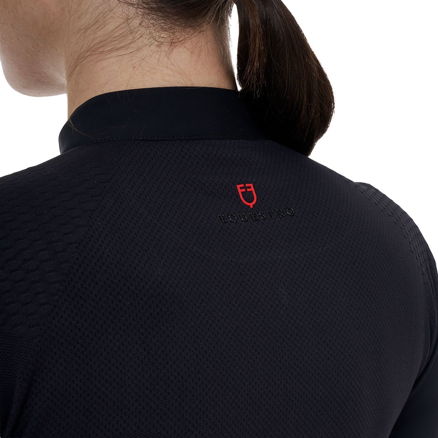 Camiseta de entrenamiento para mujer Equestro Ridertechnology de manga larga y cremallera - Negro