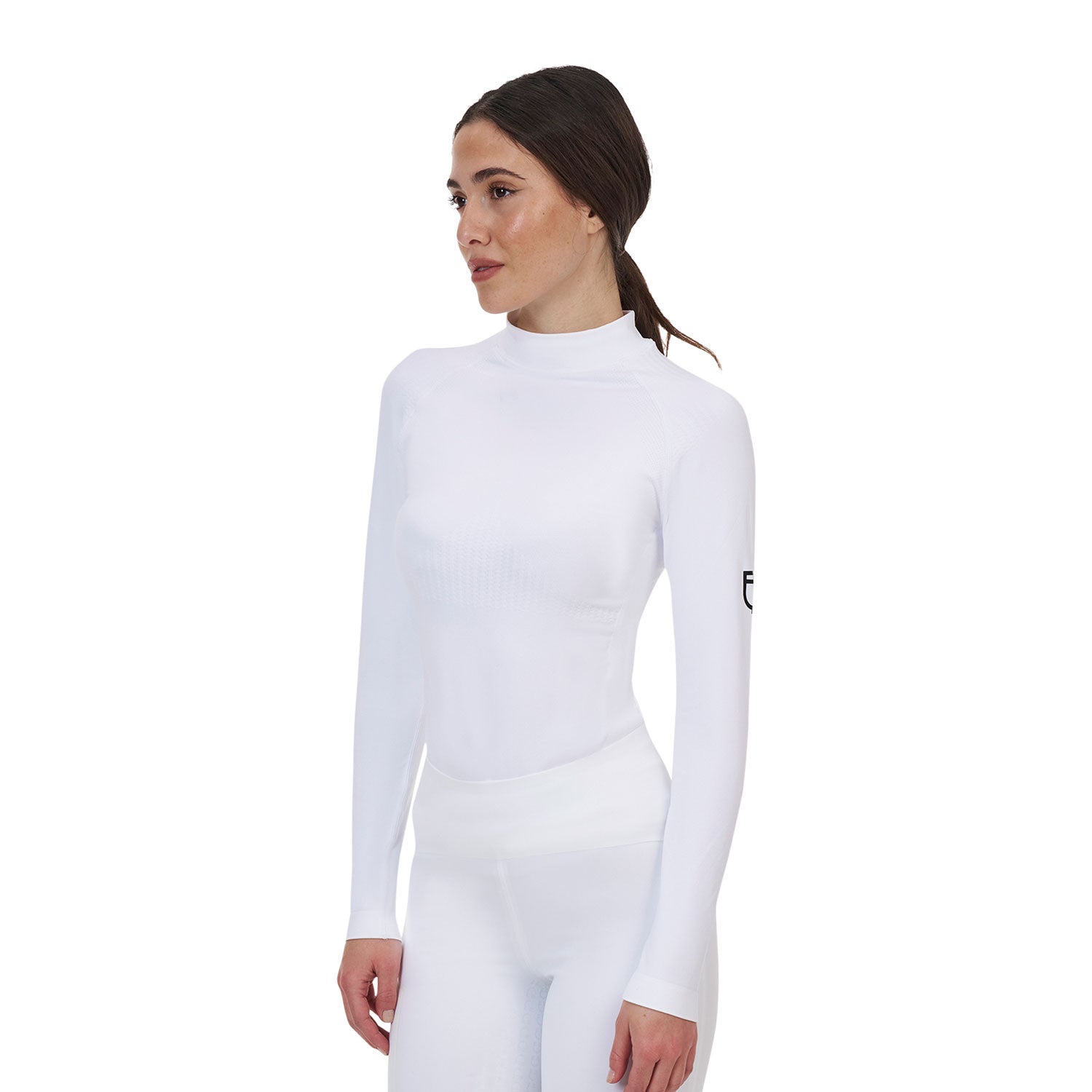 Capa base mujer Equestro Ridertechnology manga larga - Blanco