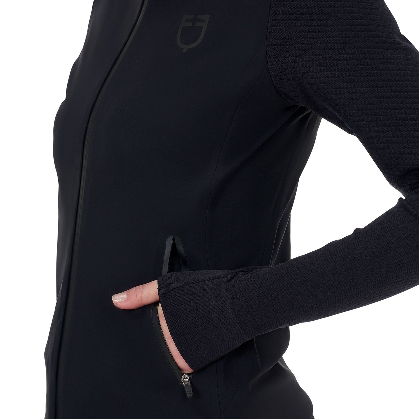 Sudadera técnica de mujer Equestro Ridertechnology con capucha - Negro