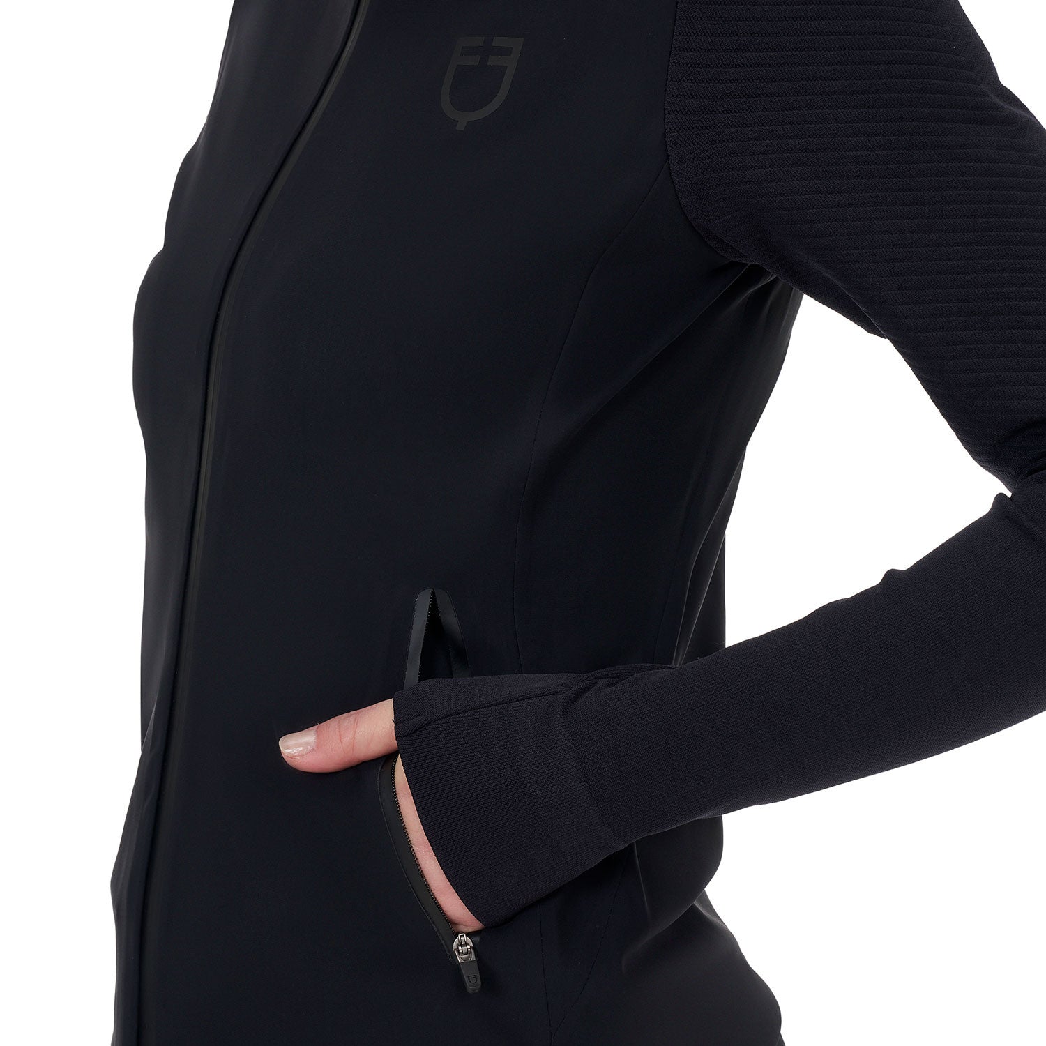 Sudadera técnica de mujer Equestro Ridertechnology con capucha - Negro