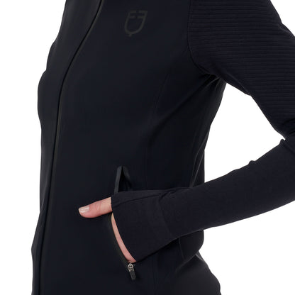 Sudadera técnica de mujer Equestro Ridertechnology con capucha - Negro